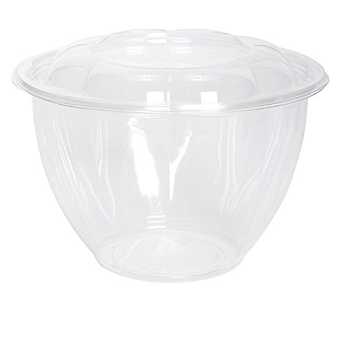 Comfy Package [48 oz. 50 Count Clear Plastic Salad Bowls with Lids, Disposable Salad