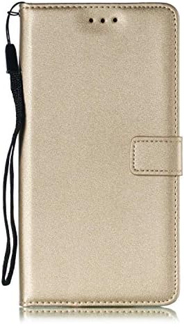 UNEXTATI Huawei Mate 20 Case, Leather Magnetic Closure Flip Wallet Case with Card Slot and Wrist Strap, Slim Full Body Protective Case (Light Gold #4)