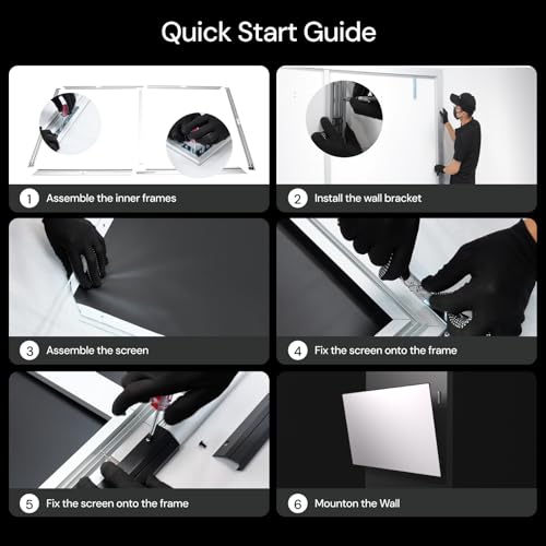 Valerion 120-inch Fixed Frame Projector Screen, 1.3dB Gain, 80% Picture Quality Enhancement, 4K/8K Ultra HD, 3D Compatible, Works with Long Throw, Short Throw & Ultra Short Throw Projectors