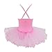 FEESHOW Girls' Gymnastic Camisole Leotard Ballet Dance Dress Tutu Skirt Ballerina Dancing Costumes Pink 3-4