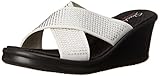 Skechers Cali Women's Rumblers-Metal Mama Wedge Sandal, White Gem, 7 M US