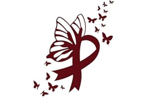 Butterfly Multiple Myeloma Cancer Ribbon Decal | Burgundy | Made in USA by Foxtail Decals | for Car Windows, Tablets, Laptops, Water Bottles, etc. | 3.7 x 4.5 inch