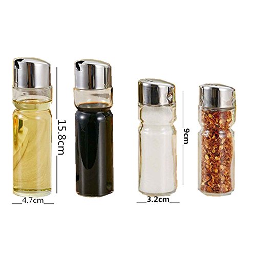 Club Set Sale e Pepe, Olio e Aceto, in acciaio inox e vetro, Salsa Aceto Cruet Set Barattoli Porta Spezie di 5