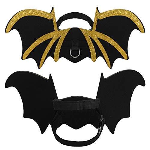 Legendog Halloween Costumes for Dogs, Dog Halloween Bat Costume for Dogs, Cool Pet Halloween Costumes for Dogs, Bat Wings for Dogs with Dog Leash and Pumpkin Bells