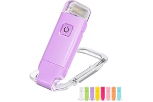 HONWELL Rechargeable Book Light, Clip On LED Reading Lights for Kids Reading in Bed, 3 Brightness Levels Dimmable Bookmark Light for Eye-Protection, Portable Reading Lamp for Bookworms, Travel(Violet)