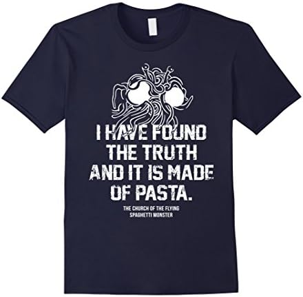 Mens Pastafarian Shirt: Flying Spaghetti Monster FSM T-Shirt Small Navy