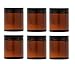 4 Oz AMBER Glass Jar Straight Sided with Black Lid - Pack of 6 (4 OZ, Amber)