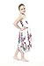 Girl Gypsy Uneven Button Hawaiian Luau Dress in White with Pink and Purple Floral