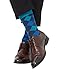 Mens Blue Dress Crew Socks Funky Argyle Stripe Patterned Designs 6 Pair, One Size