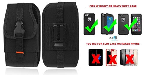 Military Grade Vertical Carrying Pouch Case, Compatible with [iPhone 6 6S 7 8 X (4.7'') Samsung S5 S8 S9 LG J7 K20 & More] Holster with Card Slot Belt Clip-Fits iPhone with Lifeproof Defender Cover - Thumbnail 6