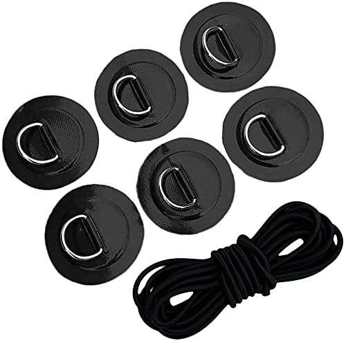 Namvo Paddle Board Patch SUP Bungee Deck Rigging Kit with 6Pcs D Ring Patch and Elastic Shock Cord for PVC Inflatable Boat Deck Attachment Kit Kayak Accessories