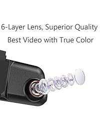 KDLINKS R100 Ultra HD 1296P Delantero + 1080P Trasero 280 ° Gran angular Espejo retrovisor antirreflejos Doble lente Dash Cam con IPS 5 "Pantalla, Modo nocturno superior, Modo de estacionamiento avanzado de Dashcam, Soporte 64   128GB