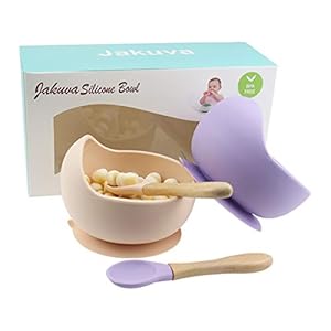 Jakuva Silicone Baby Bowls with Spoon, 2PCS Baby Feeding Set Suction Bowls for Kids Toddlers -BPA Free-Baby Dishes…