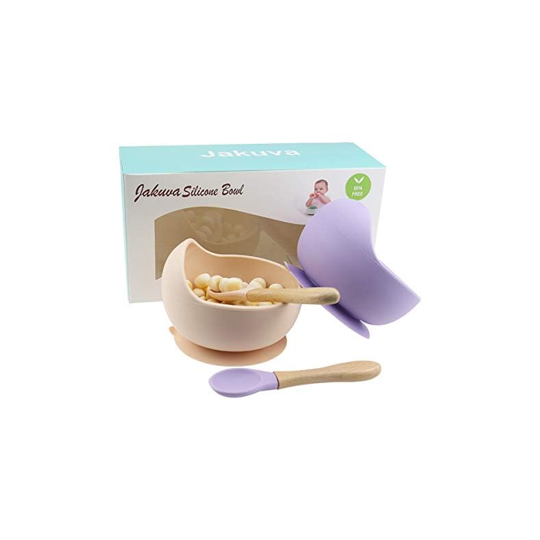 Jakuva Silicone Baby Bowls with Spoon, 2PCS Baby Feeding Set Suction Bowls for Kids Toddlers -BPA Free-Baby Dishes…
