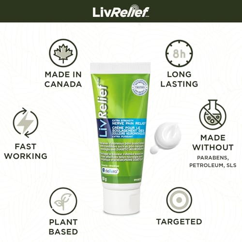 Livrelief Pain Relief Cream for Nerve Pain – Fast-Acting, Long-Lasting Relief with Natural Ingredients – Capsaicin Cream for Shingles, Sciatica Pain Relief & More – No Menthol, Paraben-Free, 50g (Pack of 2)