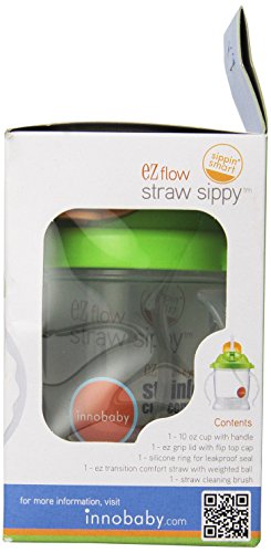 Innobaby Sippin' Smart EZ Flow Straw Sippy Cup, Green, 10 Ounce