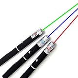 3 Pack Red Blue Green Laser Pointer Hunting Rifle Scope Sight Pen,High Power Demo Remote Pen Pointer Projector Travel Outdoor Flashlight, LED Interactive Baton Funny Pointer Pen Toys for Cats Dogs