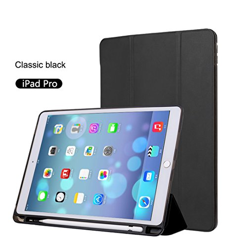 PINHEN for iPad Pro 9.7 Case 2016 with Pencil Holder - Slim Fit Smart Stand PU Leather Protective Cover Case with Rubberized Back Magnetic Cover for Apple iPad Pro 9.7 Inch 2016