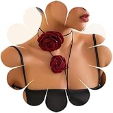Vinzar Boho Layered Necklace Big Flowers Choker Rose Collar Necklace Women Necklace for Party Prom Costume Ball 2PCS