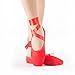 KUKEME-SHOP Girls Pointe Shoes Red Ballet Shoe Leather Sole with Free Gel Silicone Toe Pads and Ribbons (US3.5 (Foot Length:8.26