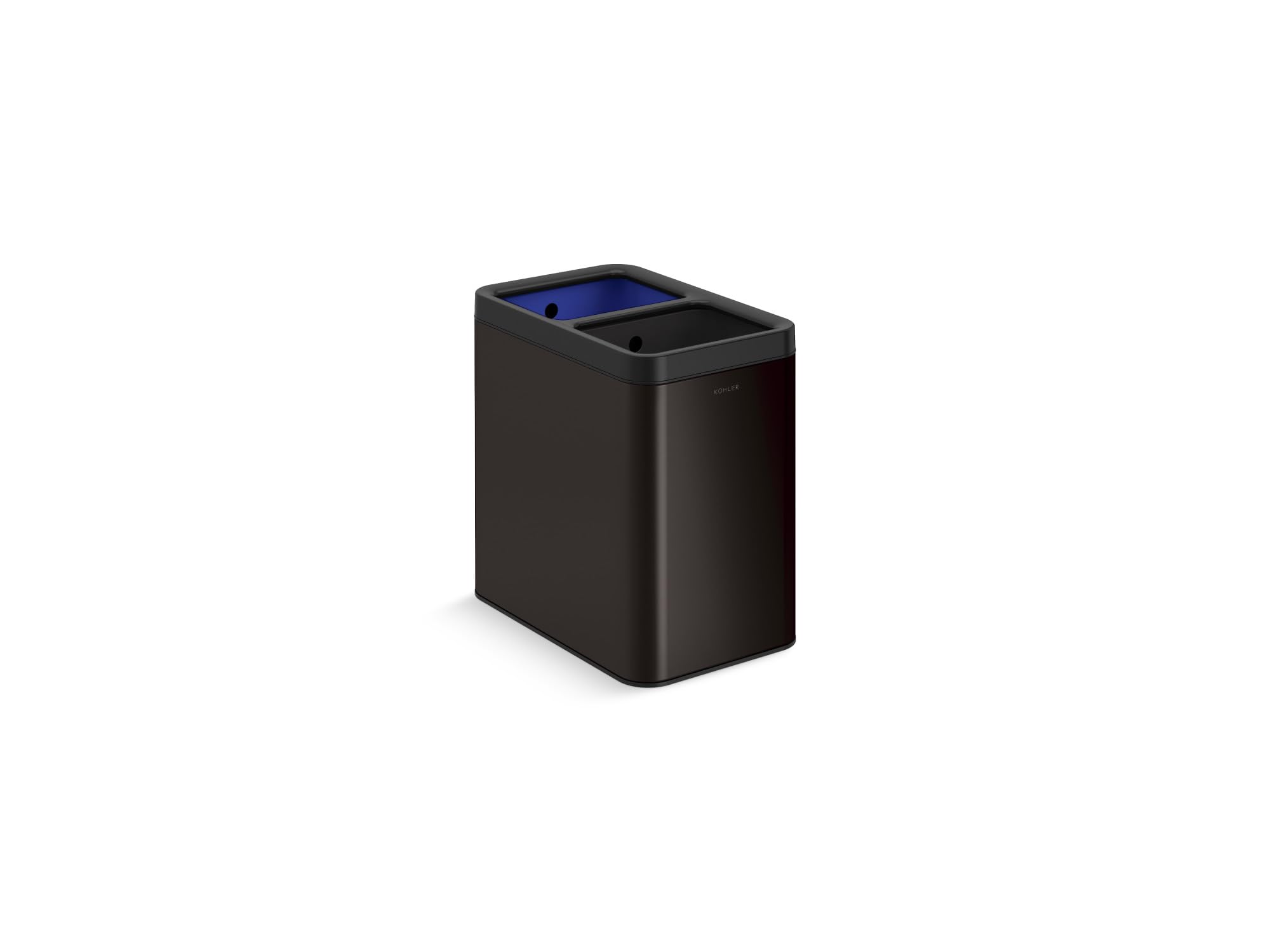 Kohler K-31315-BST 22-Liter Dual-Bin Open-Top Trash Can, Black Stainless Steel Image