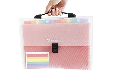 13 Pockets Portable Expanding File Folders with Handle Expandable File organizer A4 Accordion File Organizer