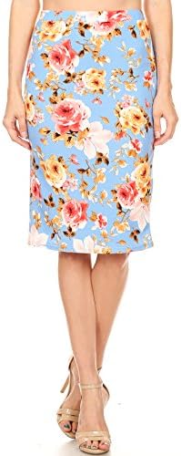 Women's Knee Length Pencil Skirt for Office Wear - Made In USA (2X, Lt. Blue)