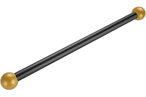 Canomo 15.75" Improved Lamp Post Cross Arm Ladder Rest with 1-3/8 Inches Threaded Metal Ball for Outdoor Lamp Posts and Poles, Black Bar with Brass Caps