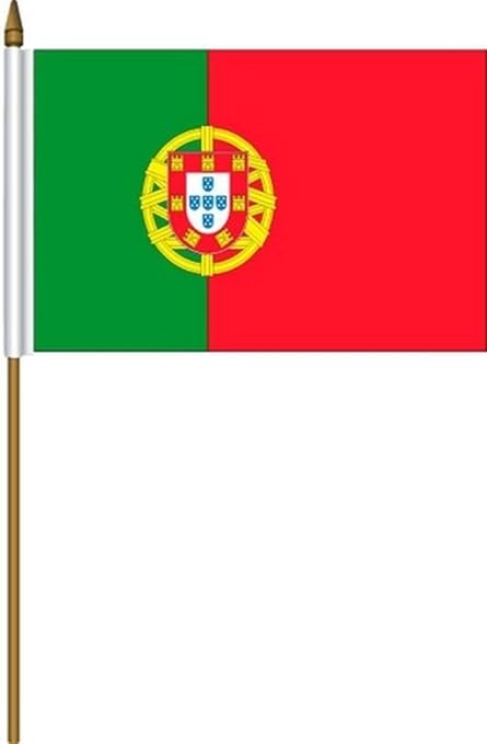 Portugal Small 4 X 6 Inch Mini Country Stick Flag Banner With 10 Inch Plastic Pole Great Quality Polyester New