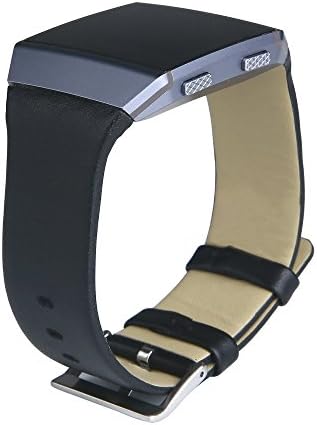 Fitbit Ionic Leather Bands Women Men,Genuine Leather Replacement Wristbands for Fitbit Ionic Smart Watch Accessory Band Large Small Black L
