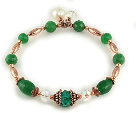 Emerald Gemstone & Swarovski Crystal Beaded Bangle Bracelet โ SALE Now $50 w/ FREE Shipping (Was $70)
