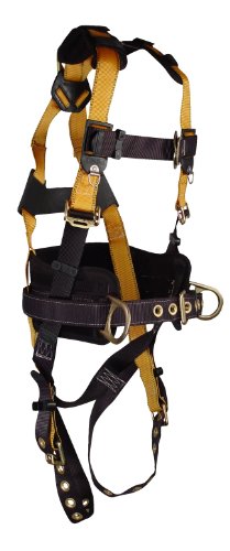 FallTech 70353XL Journeyman Full Body Polyester Harness with 3 D-Rings and Tongue Buckle Leg Straps with Belt, Triple Extra Large