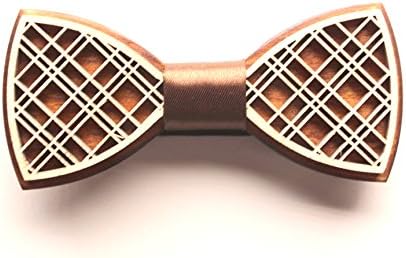 Exclusive Wooden Bow Tie "Plaid", Handmade