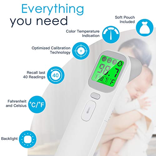 Digital Infrared Thermometer Medical Baby Thermometer for Fever Non Contact Medical Infrared Thermometer Baby Thermometer Forehead and Ear thermometer for kids Adult and Object 4 in 1 with-FDA Approve