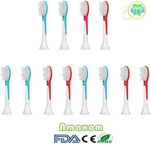 Amaxom Premium Replacement Toothbrush Heads for Philips Sonicare for Kids Standard Size Toothbrushes HX6044(HX6042/94),Ages 7+, 12 Count(3-pack).