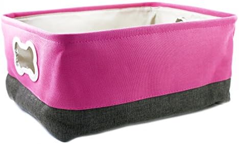 Two Tone Storage Bin with Bone Shaped Handles (Pink)