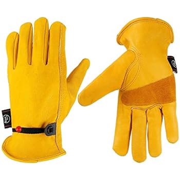 KIM YUAN Leather Work Gloves, with Adjustable Wrist, For Yard Work, Gardening, Farm, Warehouse, Construction, Motorcycle, Men & Women XXL