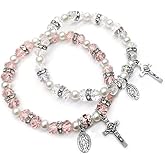 XAM Crystal Cross Bracelet Elastic Beads Stretch Rosary Bracelets Adjustable Minimalist Bracelet Women Jewelry