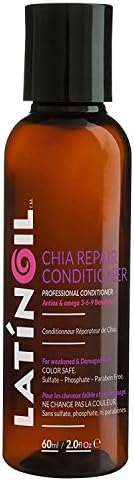 LATINOIL Chia Hair Repair Conditioner Treatment 2 Oz Travel Size - Sulfate Free, with Keratin Natural Product for Curly, Dry, Oily, Damaged, Color Treated, Textured, Fine, Gray, Bleached, Locs Wash