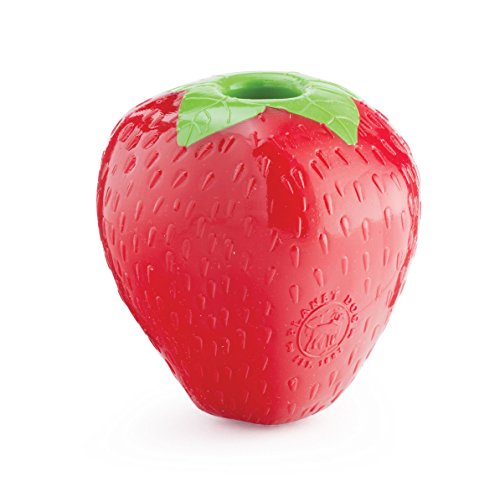 Planet Dog Orbee Tuff Strawberry, Durable Dog Chew-Play Toy with Treat Spot, 100% Guaranteed, Made in the USA, 3-Inch, Red