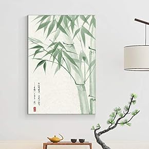 Canvas Wall Art - Chinese Ink Painting Style Green Bamboos - Giclee Print Gallery Wrap Modern Home Art Ready to Hang - 12x18 inches