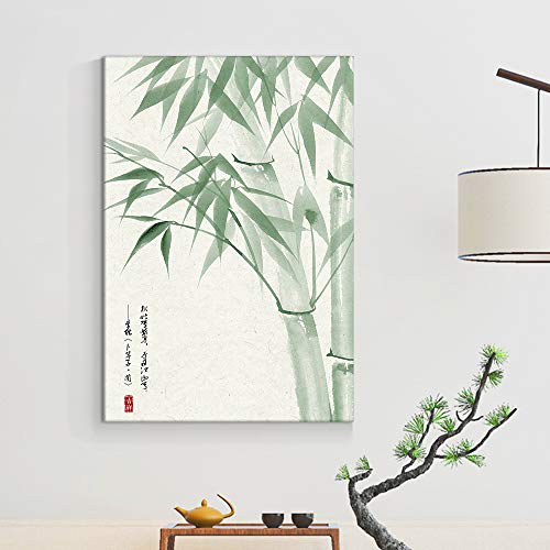 Chinese Ink Painting Style Green Bamboos Home Art
