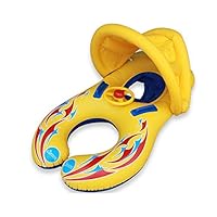 Micord Parents and Child Siamesed Inflatable Baby Kids Float Seat Swimming Boat With Bells And Sunshade