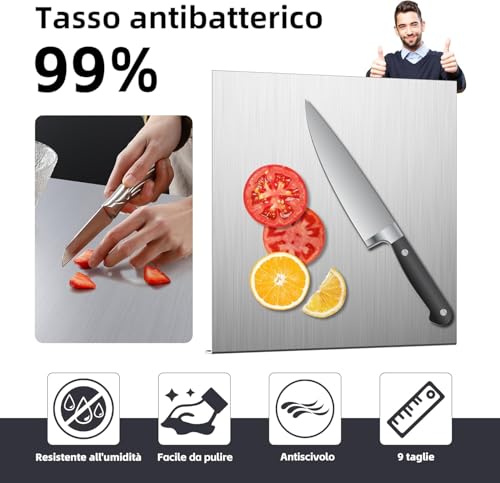 Stainless Steel Chopping Board, Kitchen Worktop, Durable and Hygienic Worktop Extraspessor 2 mm, Kitchen Kneading Board for Bar for Restaurant (50 x 40 cm)