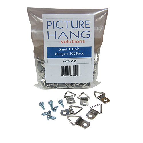 Frame Triangle Ring Hanger - 100 Pack - Small D-Ring Picture Hanger with Screws - Picture Hang Solutions - Thumbnail 7