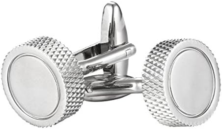 Habool Luxury Cuff links with Circular Blue Crystal for Men Shirt Boyfriend Groomsmen Gift - 1 Pair