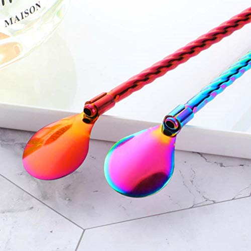 GuDoQi 6 Pack Drinking Spoon Straws 8.5 inch Stainless Steel Reusable Mixing Twisted Straws Spoon Suitable for Coffee Milkshake (Rose Gold) - Thumbnail 4