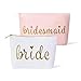 Samantha Margaret - Bride & Bridesmaid Canvas Makeup & Toiletry Bags for Bachelorette Parties, Weddings, Bridesmaid Gifts, Bridal Shower - 11 Piece Set (Pink)