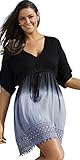 swimsuitsforall Women's Black Ombre Crochet Swim Dress (Available for Both Plus Size and Regular Sizes)