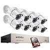 ZOSI Home Security Camera System with Audio ,5MP Lite 8 Channel H.265+ CCTV DVR with 2TB Hard Drive,8pcs 1920TVL Indoor…